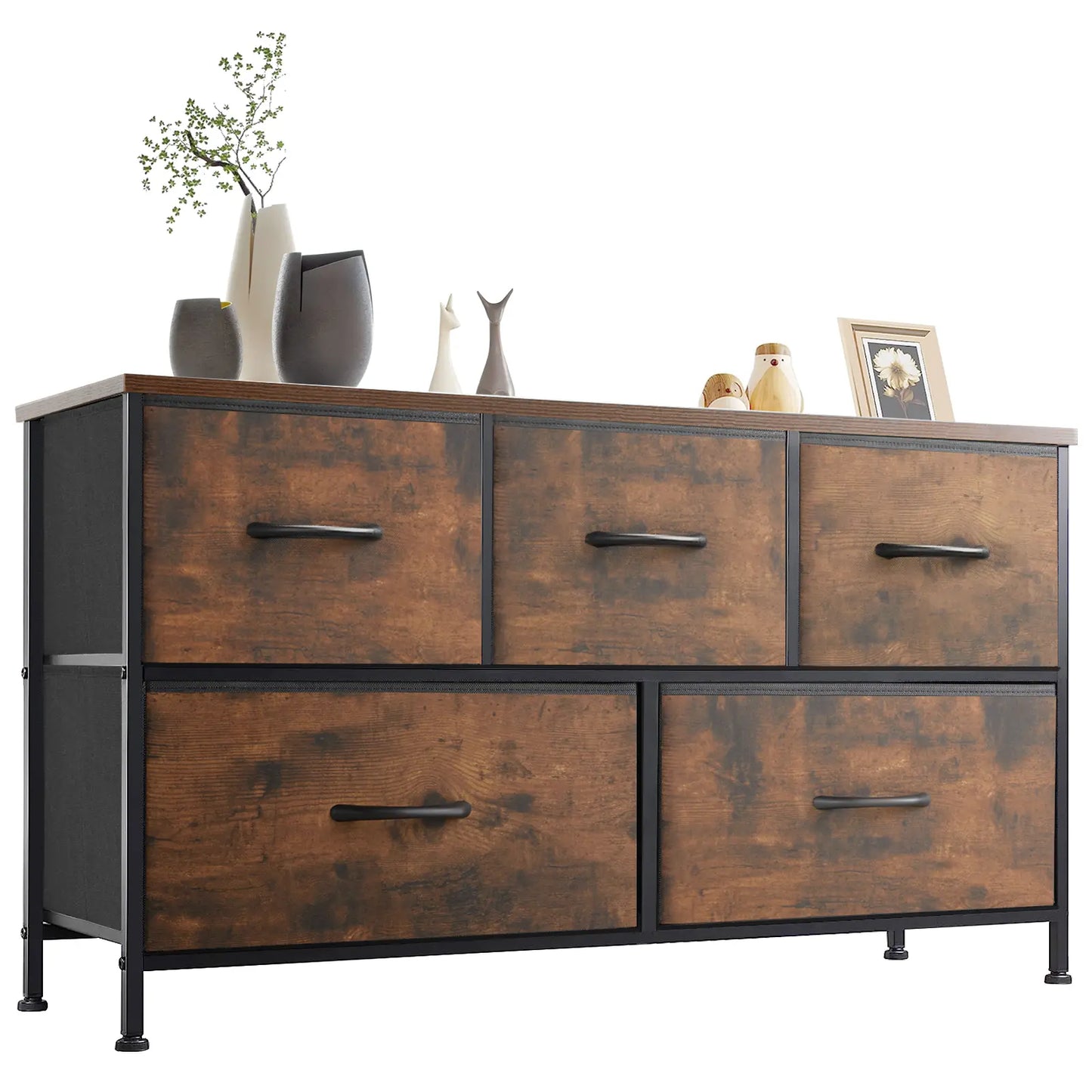 Organizer Storage 5 Drawer Chest with Fabric Bins for Bedroom