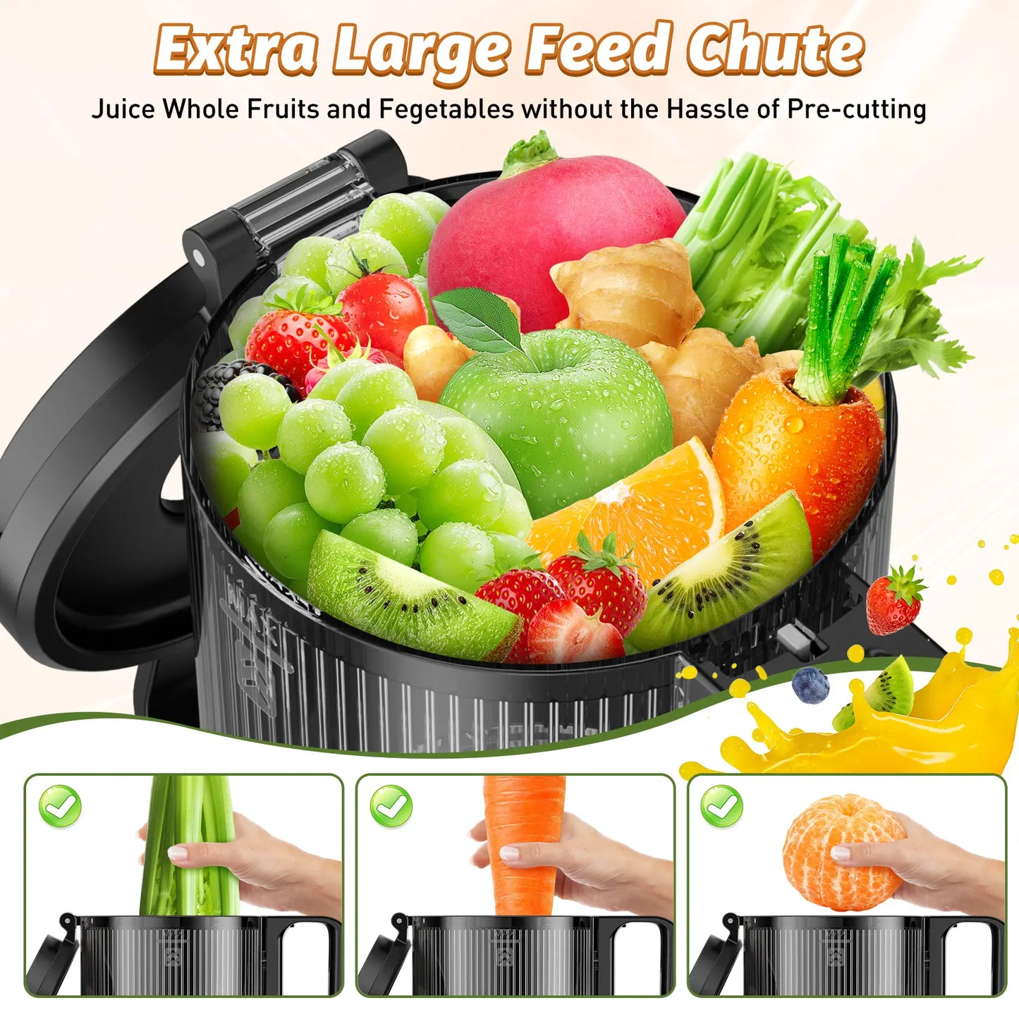 350W Cold Press Juicer - High Juice Yield & Easy Clean