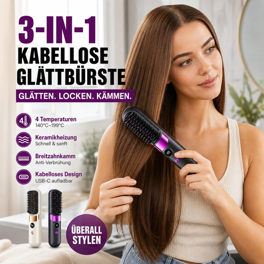 Wireless 3-in-1 Hair Straightening Brush