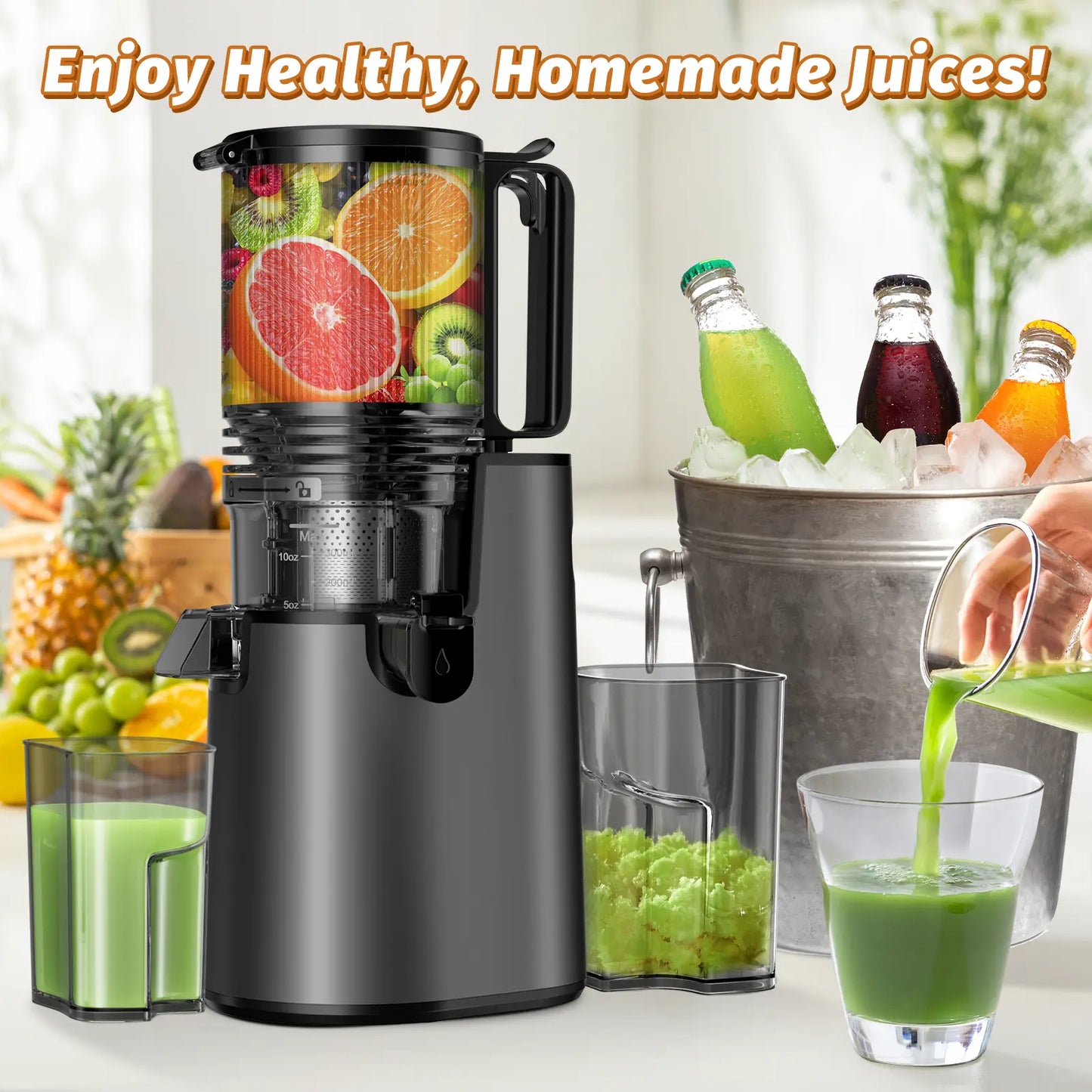 350W Cold Press Juicer - High Juice Yield & Easy Clean