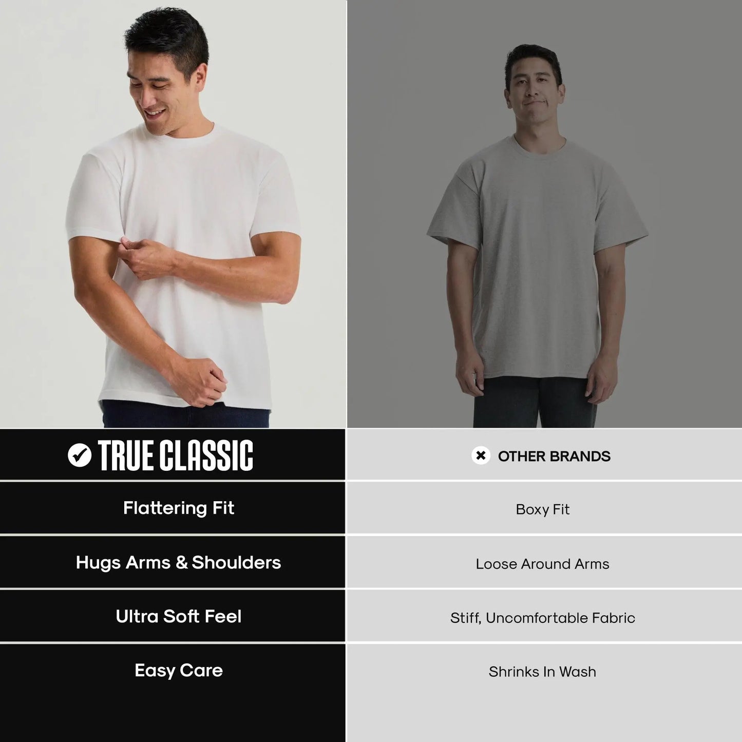 True Classic Men's 4-Pack Crew Neck T-Shirts - Premium Fit