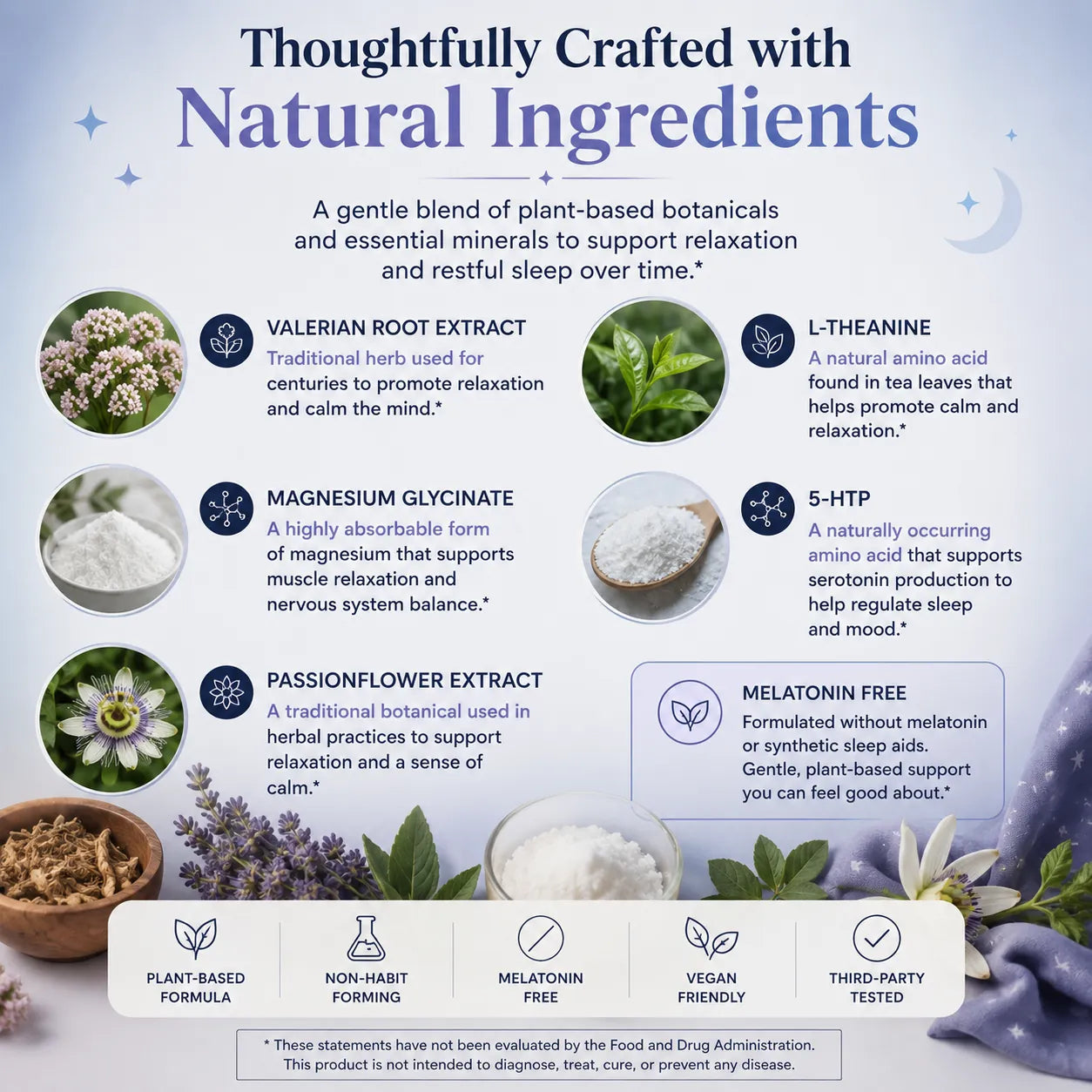 Natural Sleep Gummies - With 5-HTP, L-Theanine, Magnesium & Valerian Root - Melatonin Free - Vegan - Halal - Sugar, Gluten Free - Sweet Strawberry - 60 Gummies - 30 Servings