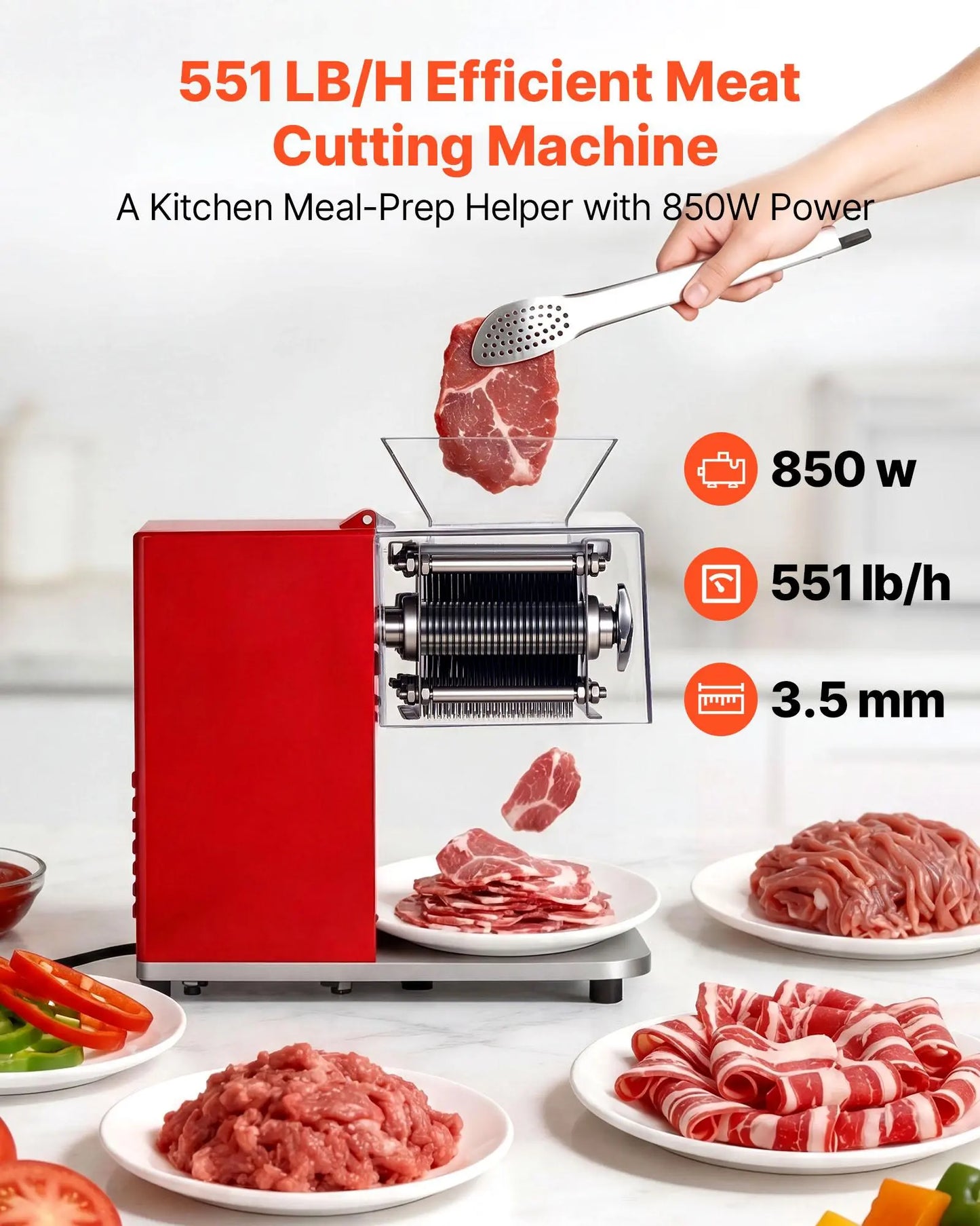VEVOR Commercial Meat Slicer 850W Stainless Steel Heavy Duty
