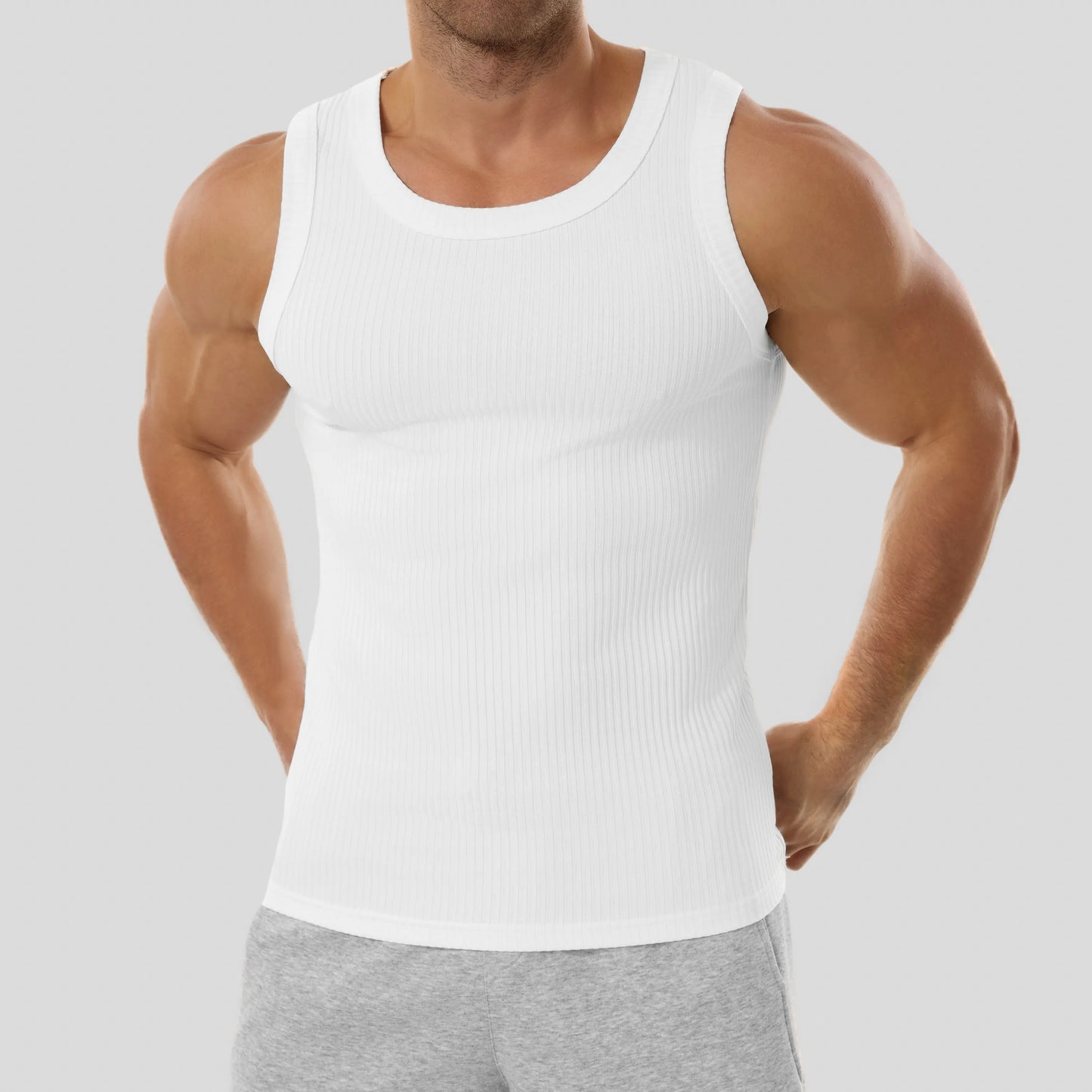 Sherlly Men's Wide Strap Ribbed Tank Top for Gym & Casual