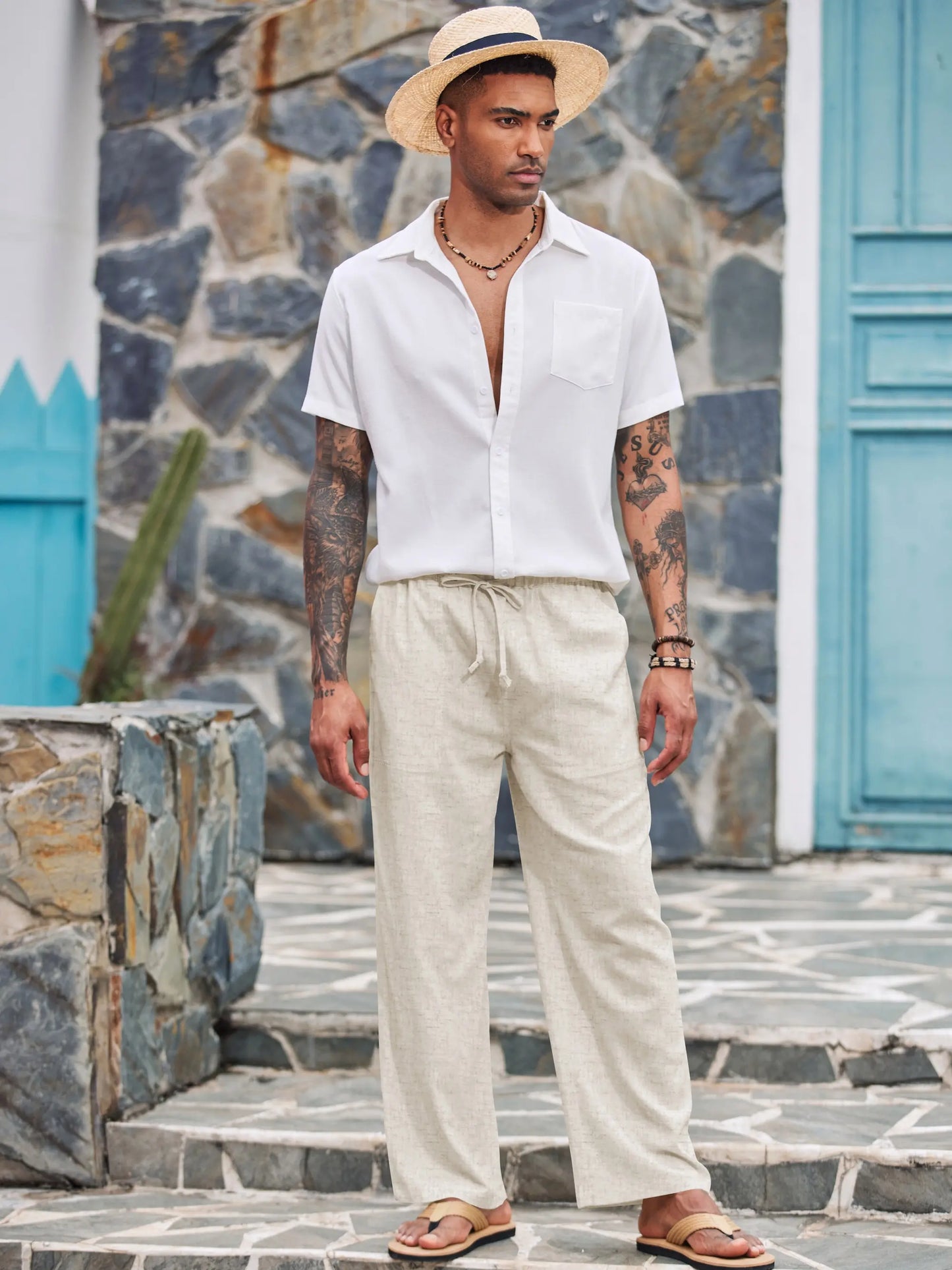 Sherlly Linen Yoga Beach Pants - Adjustable Comfort Fit
