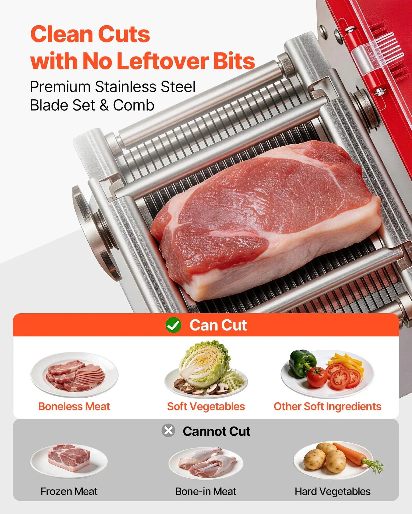 VEVOR Commercial Meat Slicer 850W Stainless Steel Heavy Duty