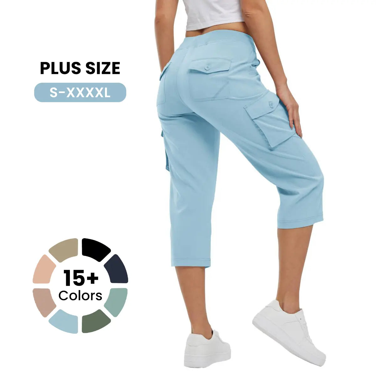 Sherlly Women's Plus Size Quick Dry Hiking Capris