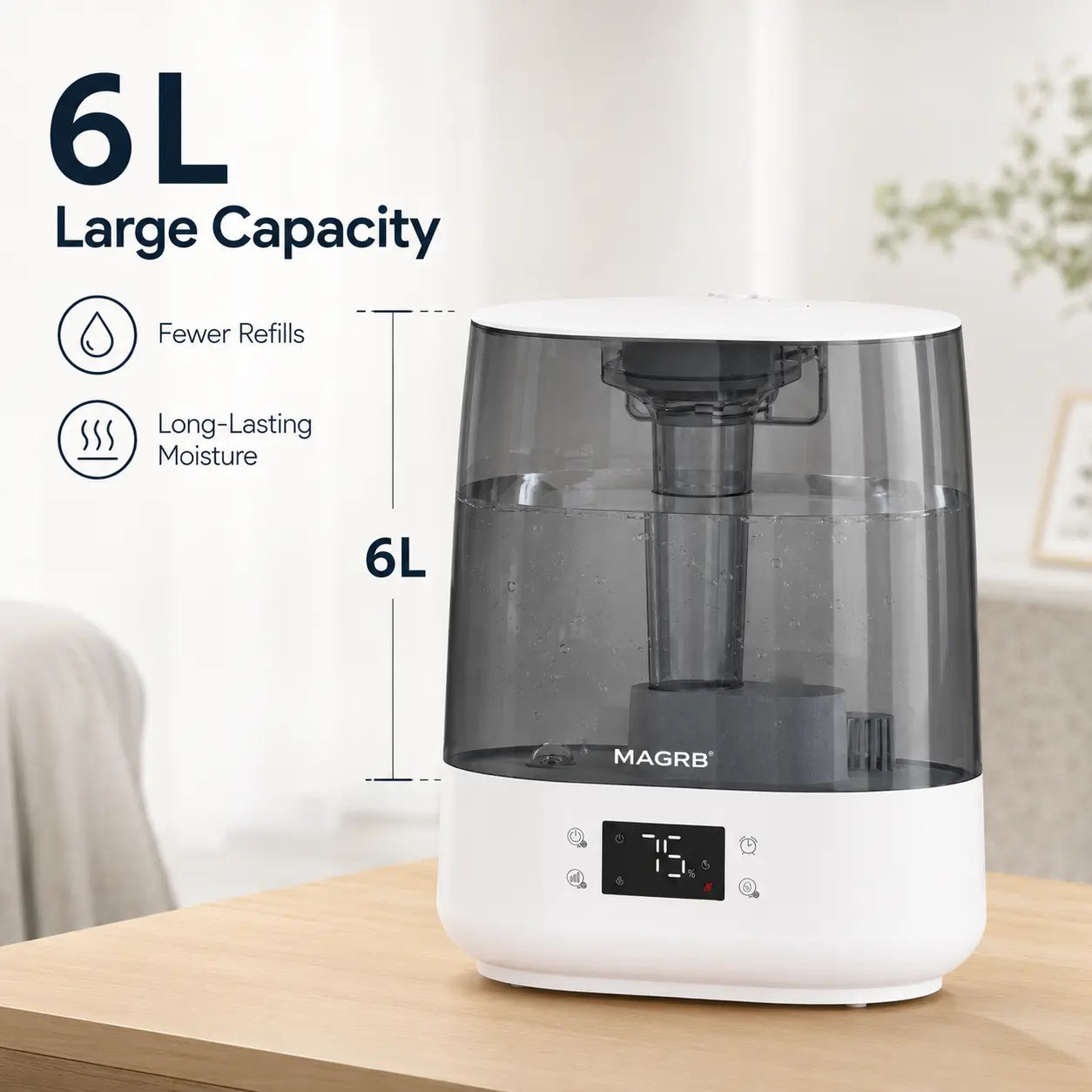 MAGRB 6L Smart Humidifier for Large Rooms (APP, Timer)