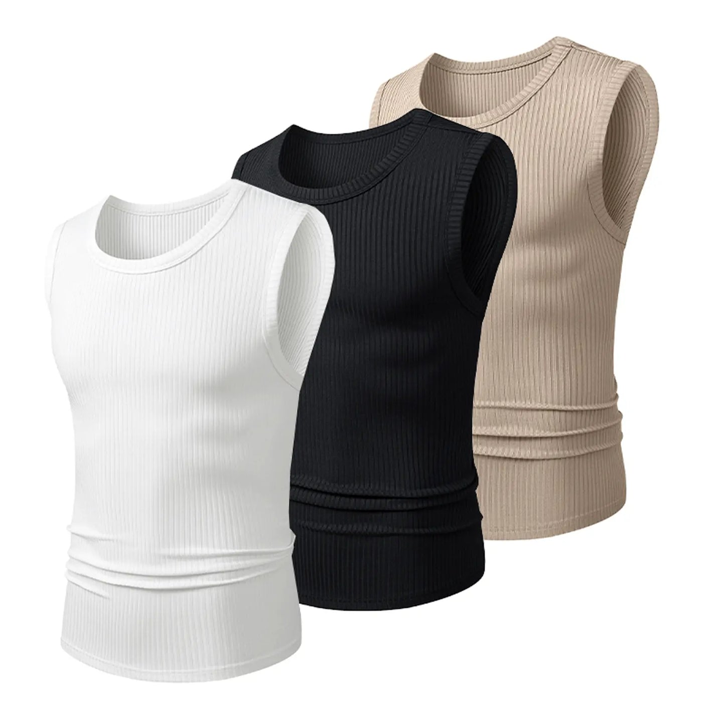 Sherlly Men's Wide Strap Ribbed Tank Top for Gym & Casual