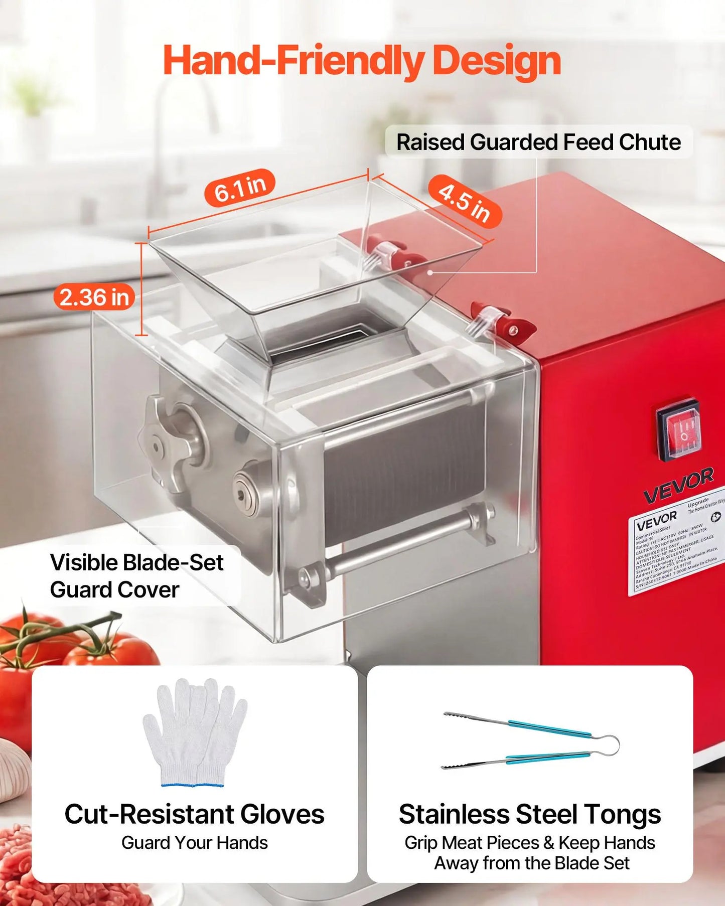 VEVOR Commercial Meat Slicer 850W Stainless Steel Heavy Duty