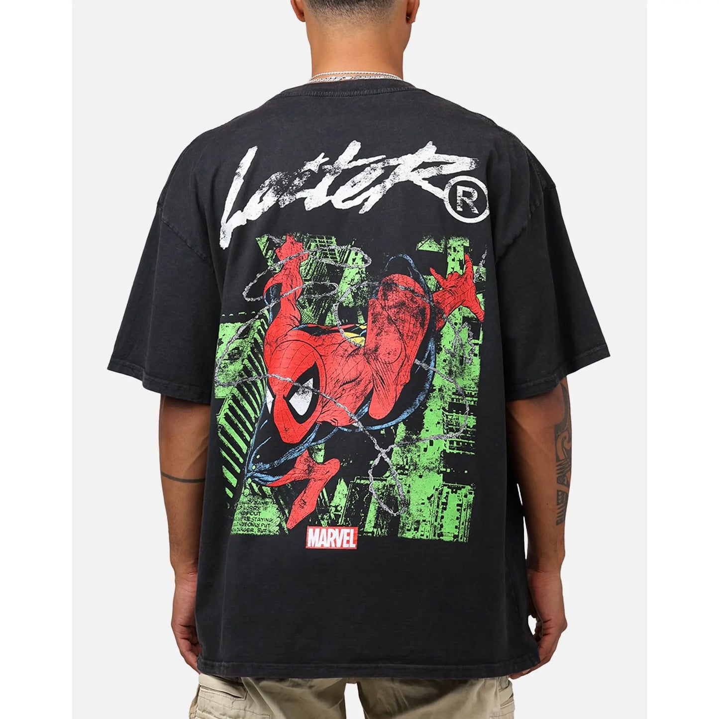 Marvel Spider-Man T-Shirt Black Acidwash - Vintage Style