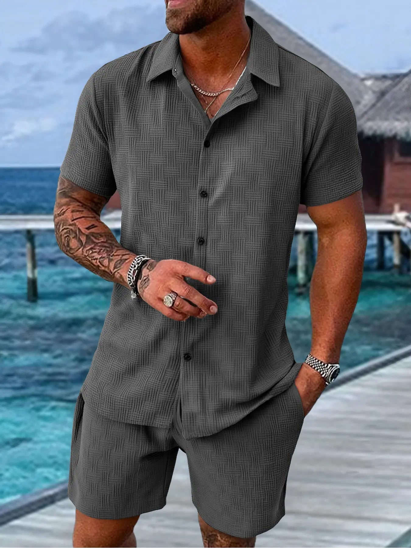 Men's Regular Fit Short Sleeve Pajama Set - Summer Comfort