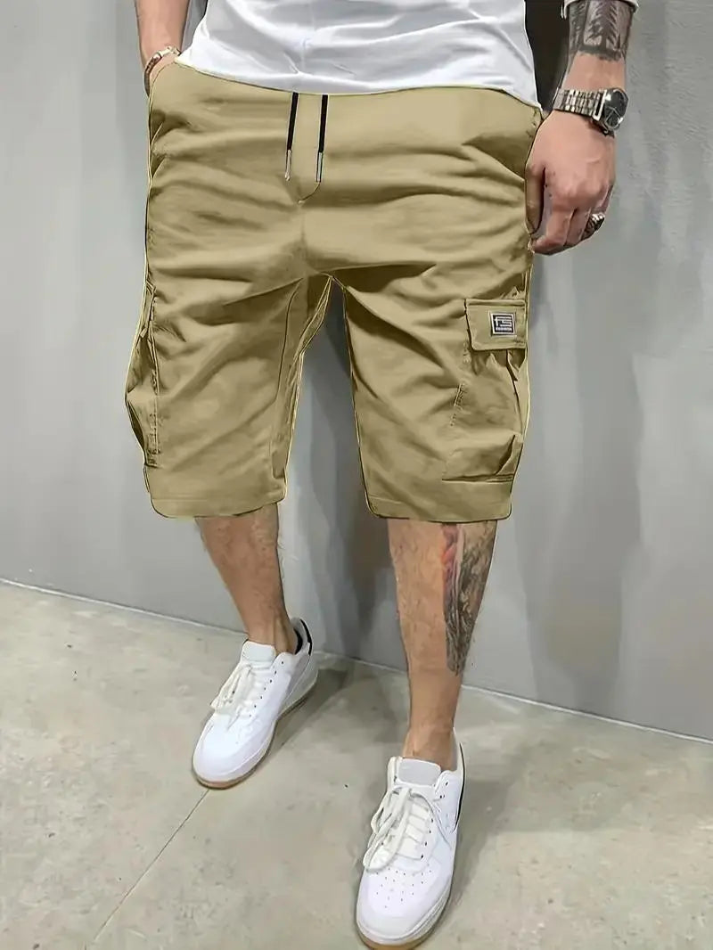 3-Piece Men's Shorts Set - Casual Brown, Black & Green