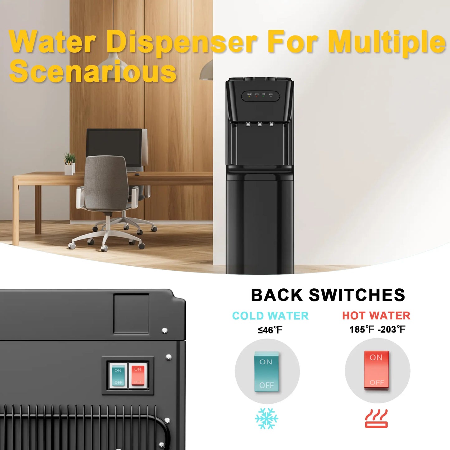 Bottom Loading Water Cooler Dispenser - Hot & Cold Water