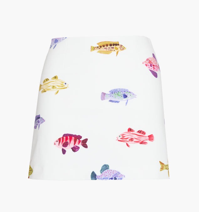 Marina Rainbow Fish Peplum Top & Mini Skirt Set
