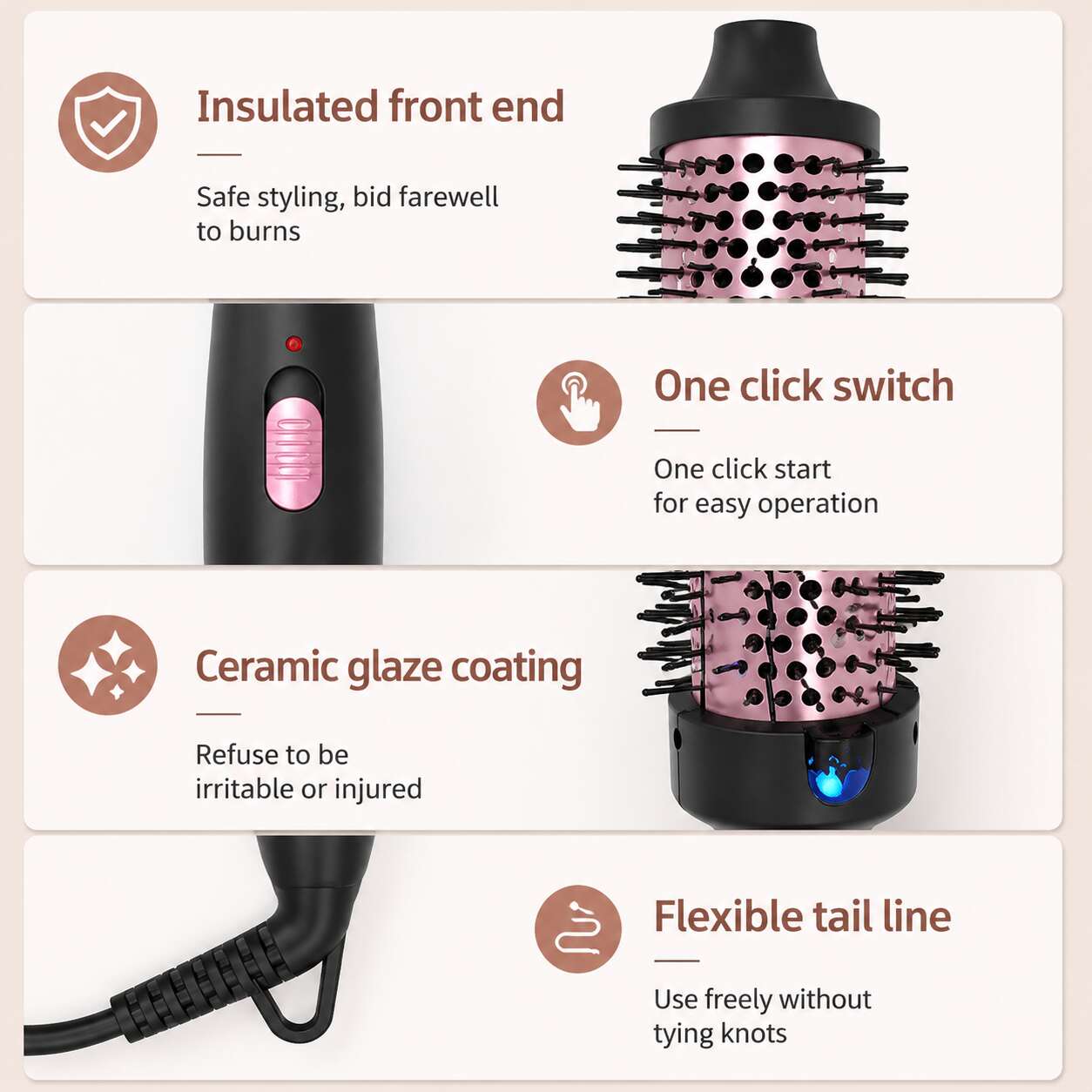 Anti-Collapse Negative Ion Fluffy Thermal Styling Brush