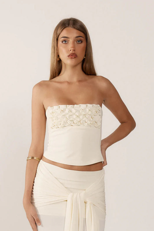 Petal Muse Strapless Floral Top