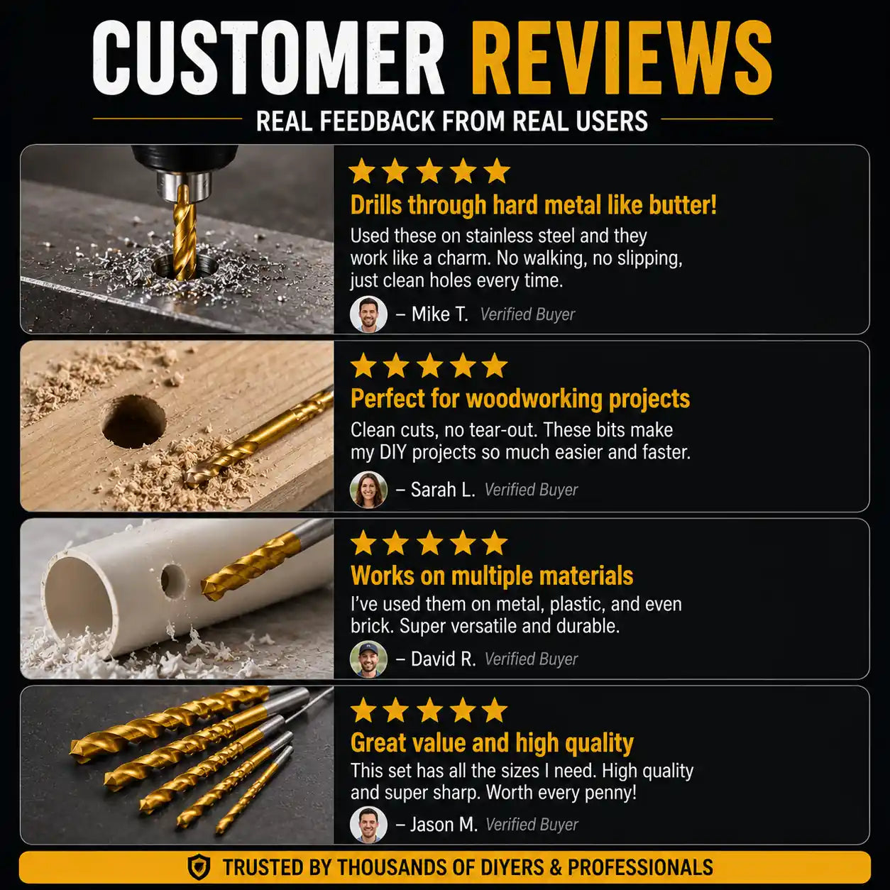Metalworking Ldeal For Drilling,Titanium-Plated High Speed Steel Drill Bits Set for,Screwing,Boring,Carving,Cutting & Polishing.