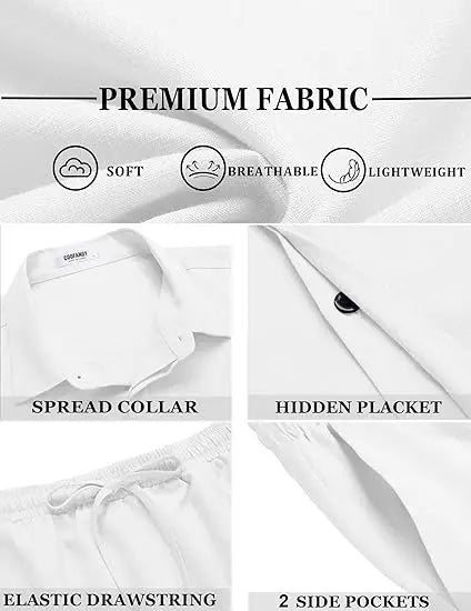 Sherlly Men's Summer Beach Outfit - Linen Shirt & Shorts Set