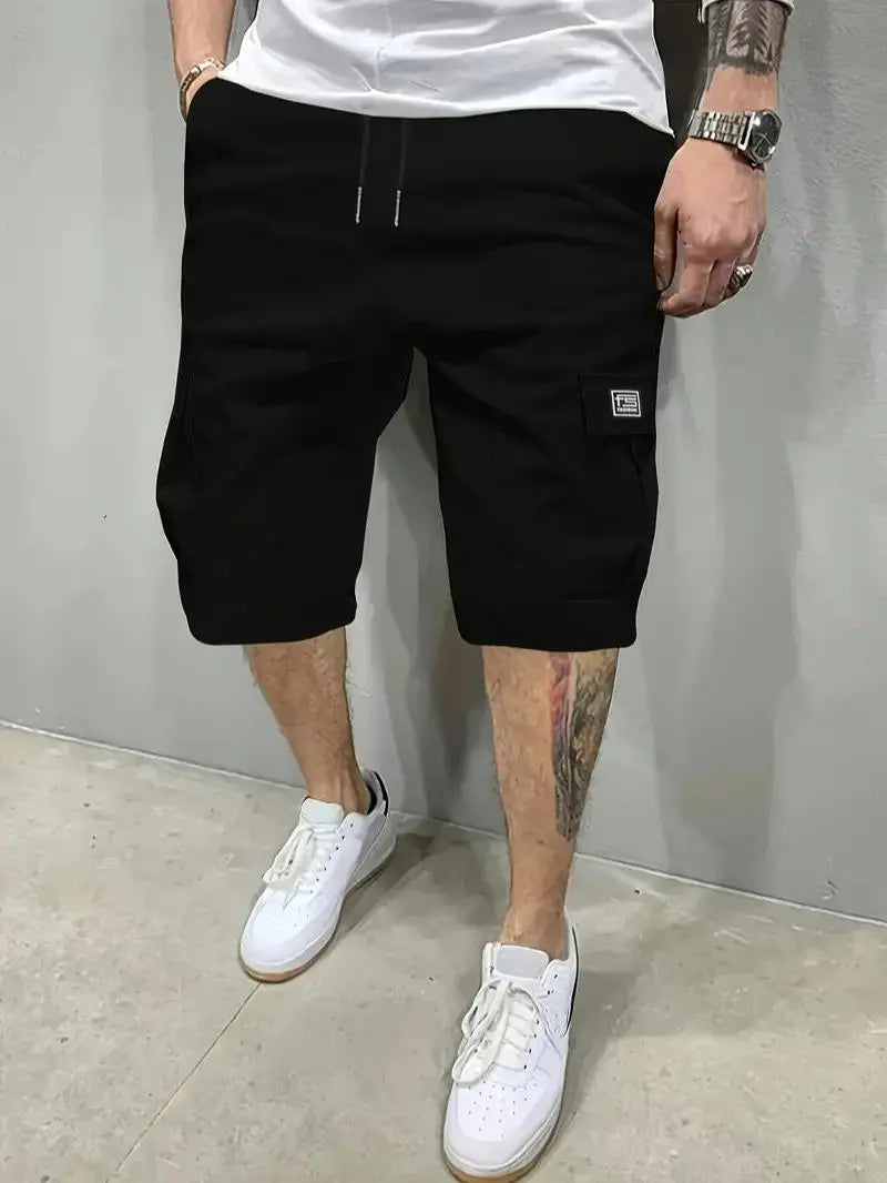 3-Piece Men's Shorts Set - Casual Brown, Black & Green