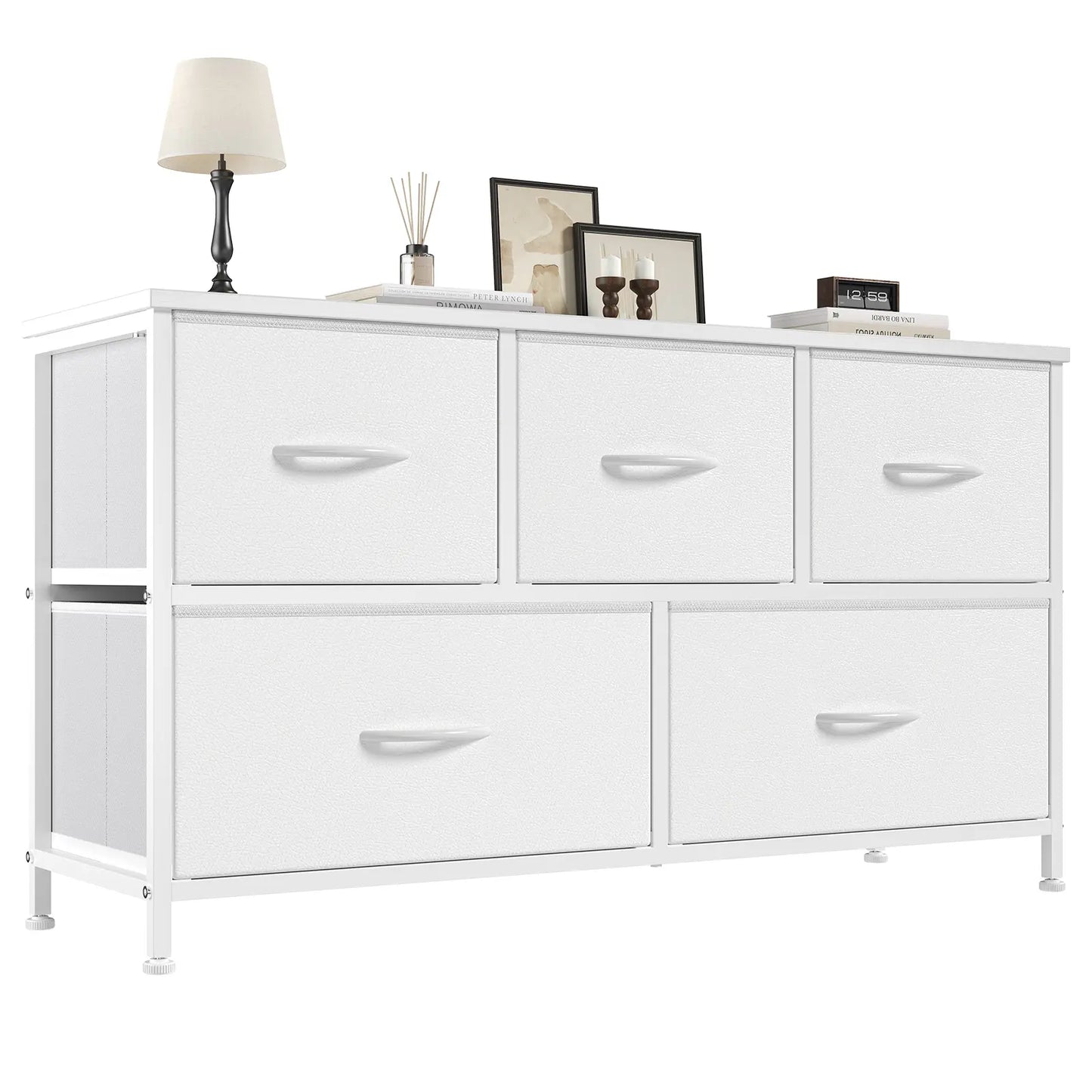 Organizer Storage 5 Drawer Chest with Fabric Bins for Bedroom