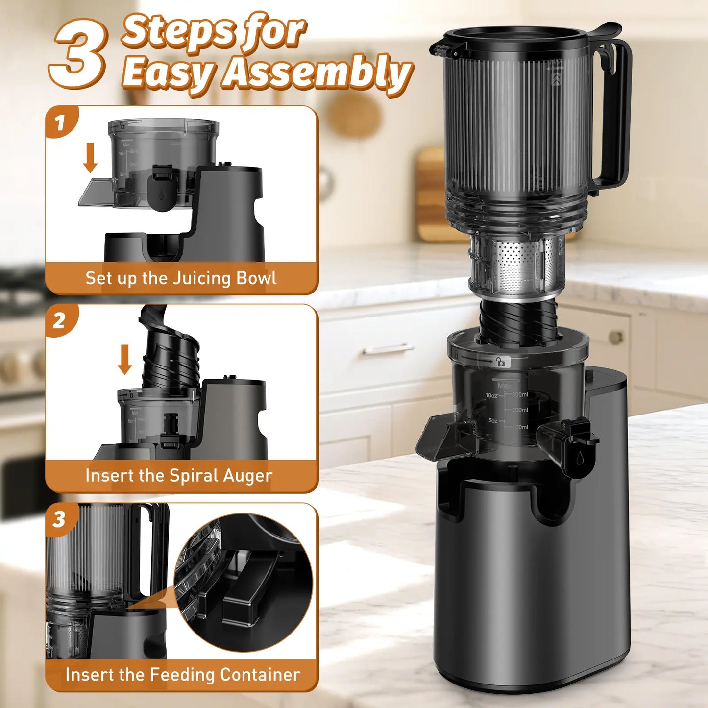 350W Cold Press Juicer - High Juice Yield & Easy Clean