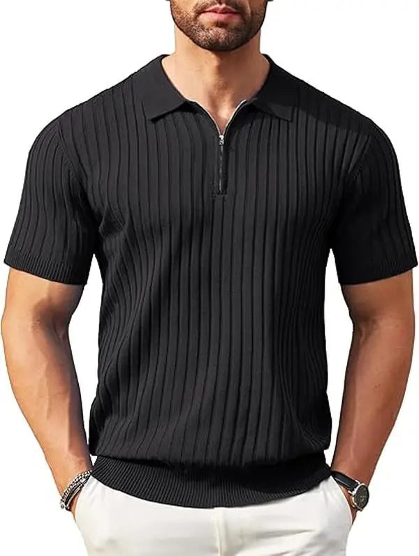 COOFANDY Men's Zipper Polo Shirt - Casual Golf T-Shirt