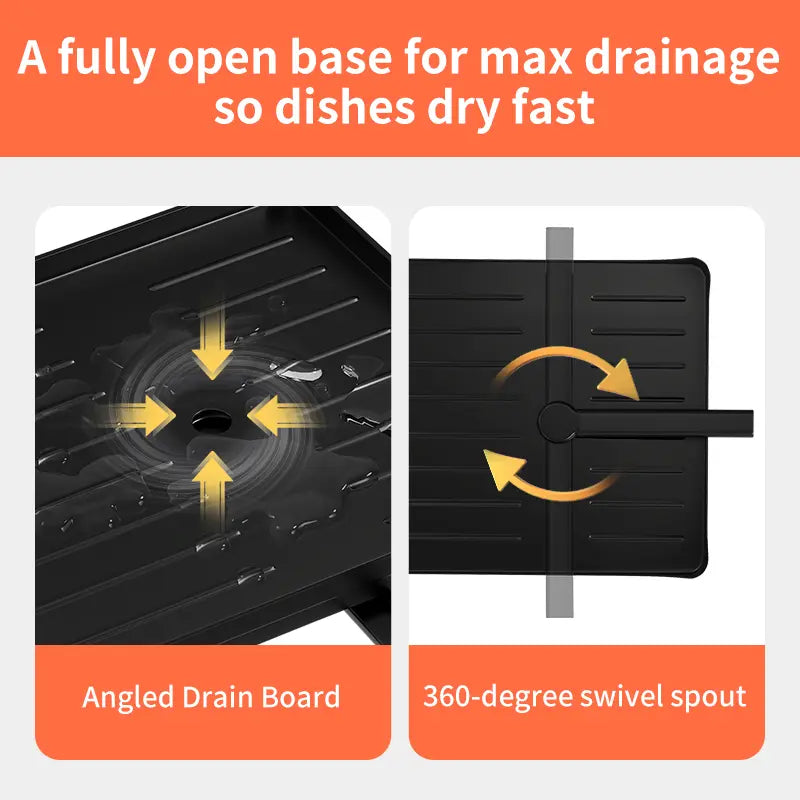 Foldable Pull-Out Dish Drying Rack - Space Saving Organizer