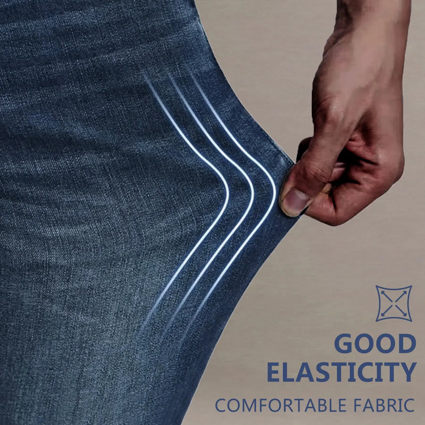 Men’s Stretch Cotton Jeans with Drawstring Waist - Relaxed Fit Comfort