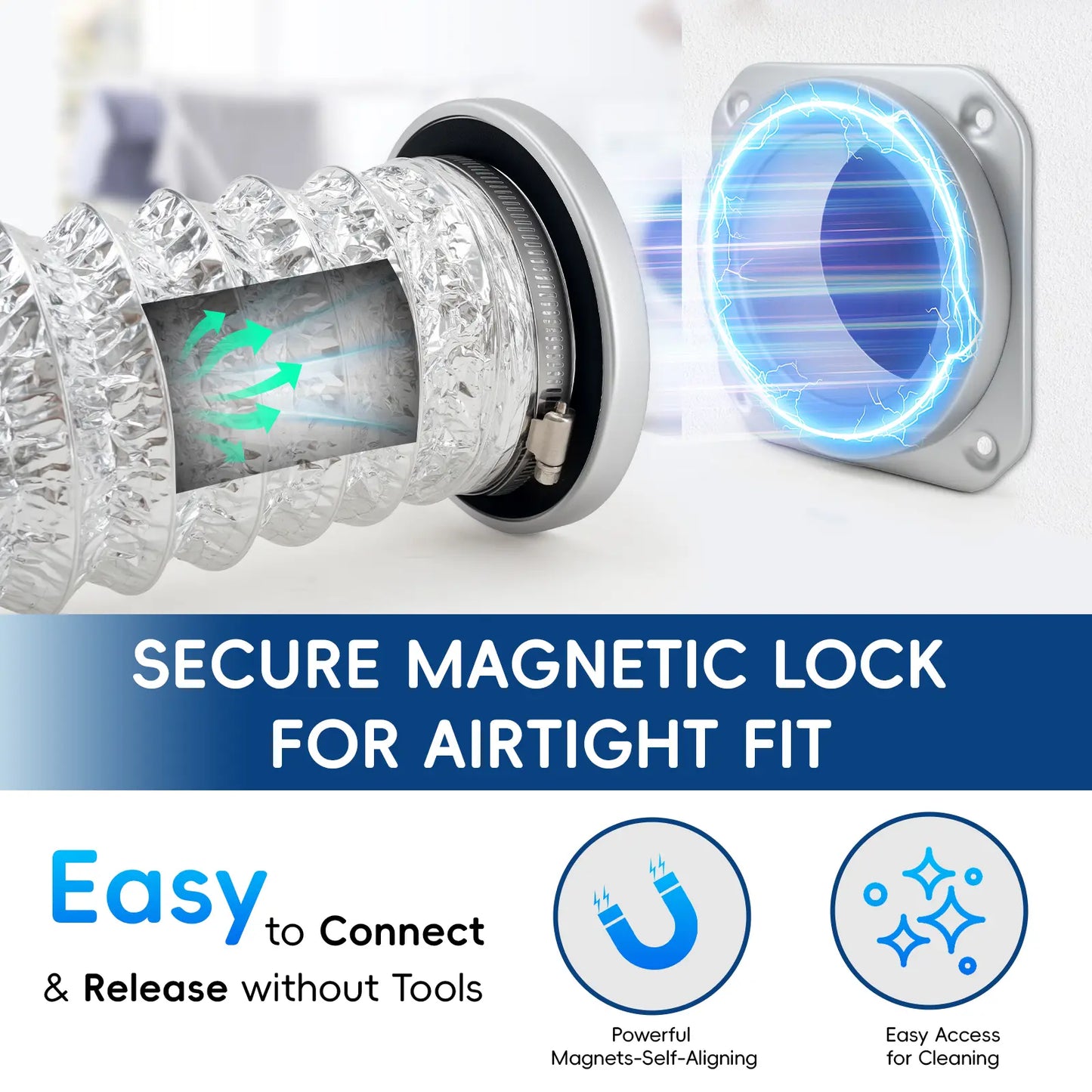 Magnetic Dryer Vent Connector Kit 4-Inch Flexible Hose