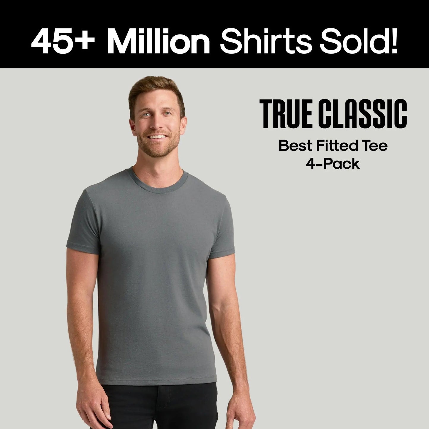 True Classic Men's 4-Pack Crew Neck T-Shirts - Premium Fit