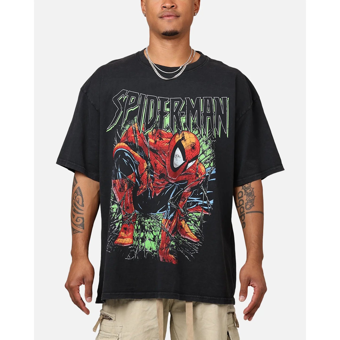 Marvel Spider-Man T-Shirt Black Acidwash - Vintage Style