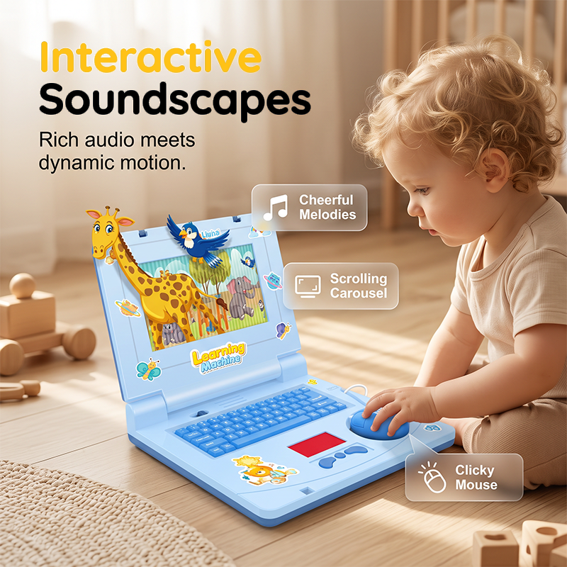 📢📢 JETZT 50 % RABATT!! ⏰🧸 Interaktiver Simulations-Spielzeug-Laptop – Lichter, Töne & Lernspiele – Fördert spielerisch Kreativität & Motorik bei Kindern 🎵