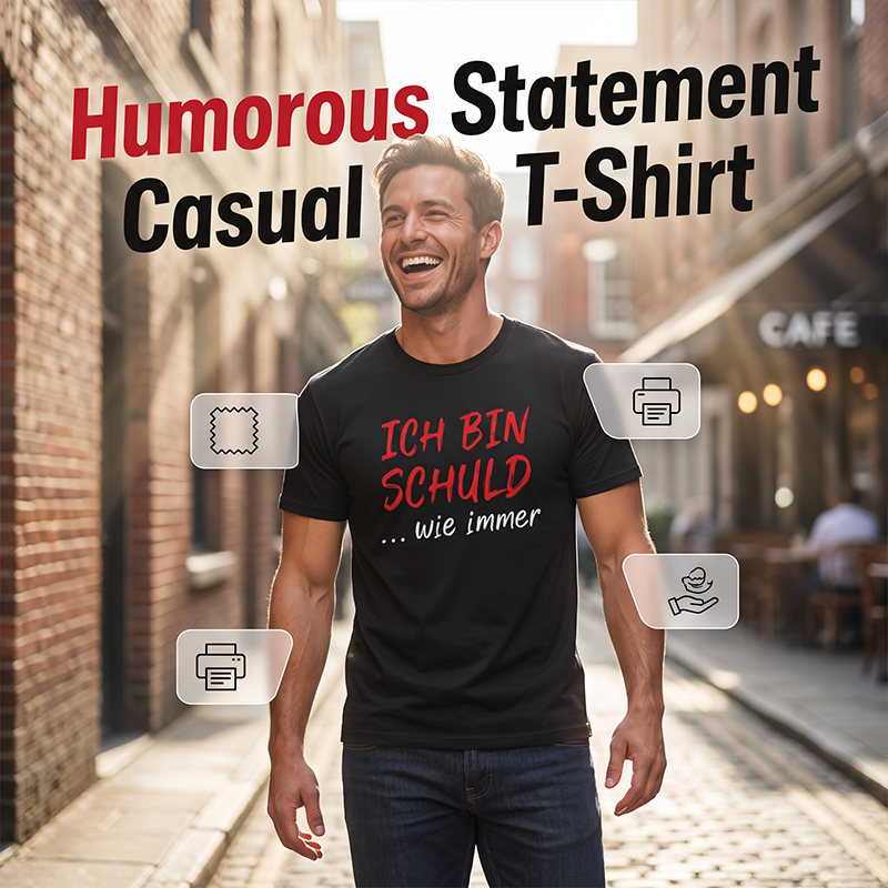 🔥Funny German slogan T-shirt for men, black, short sleeve, crew neck