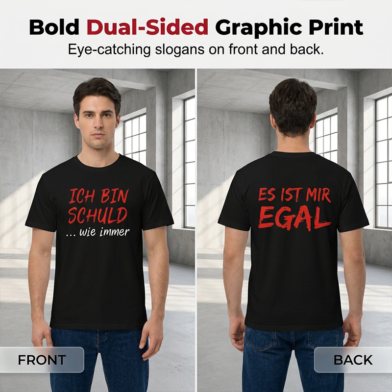 🔥Funny German slogan T-shirt for men, black, short sleeve, crew neck