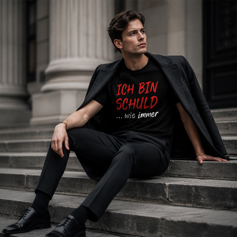 🔥Funny German slogan T-shirt for men, black, short sleeve, crew neck