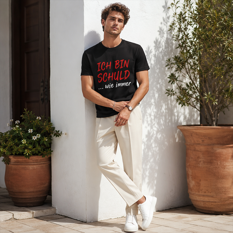 🔥Funny German slogan T-shirt for men, black, short sleeve, crew neck